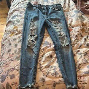 Distressed Blue Jeans